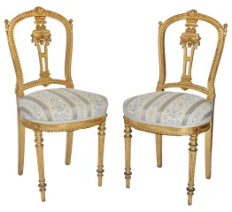 Pair of Louis XVI-style gilt wood chairs