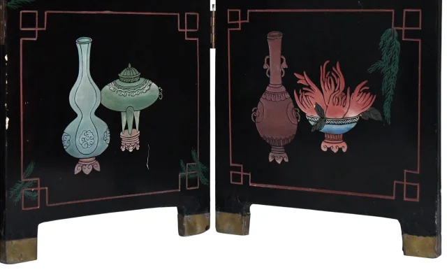 Four-panel Coromandel lacquered wood screen — Good condition