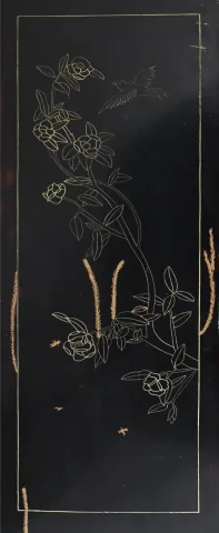 Four-panel Coromandel lacquered wood screen — Good condition