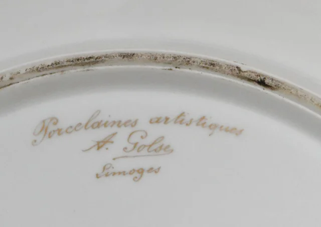 Paar Limoges porseleinen schalen met decor van jachttaferelen, geschilderd door Abel Golse (1844–1937) — Zeer goede staat