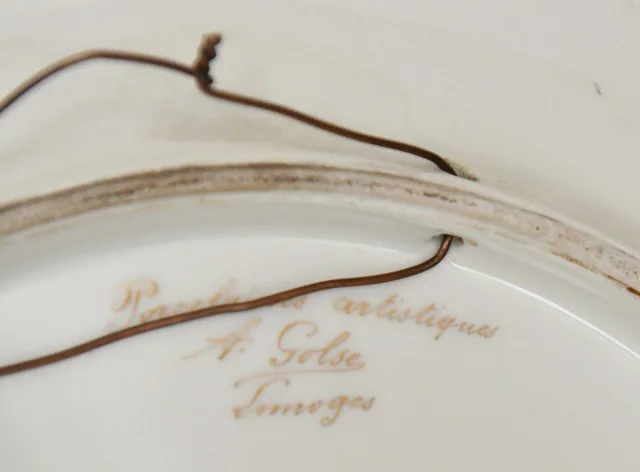 Paar Limoges porseleinen schalen met decor van jachttaferelen, geschilderd door Abel Golse (1844–1937) — Zeer goede staat