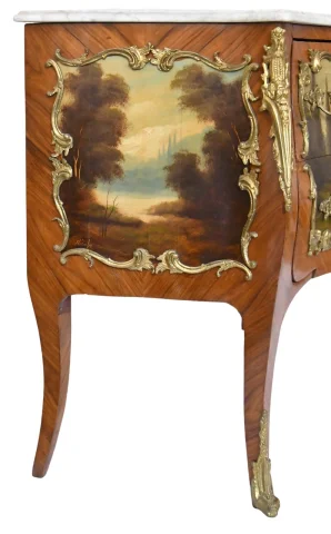 Louis XV style commode with Vernis Martin decoration depicting a galant scene — Good condition