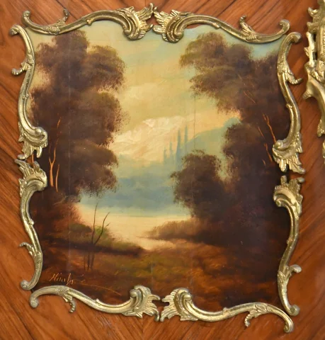 Louis XV style commode with Vernis Martin decoration depicting a galant scene — Good condition