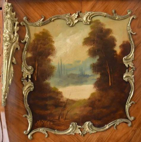Louis XV style commode with Vernis Martin decoration depicting a galant scene — Good condition