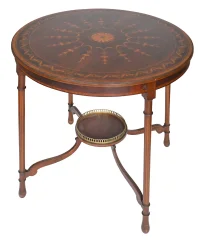 Engelse marqueterie guéridon met twee bladen