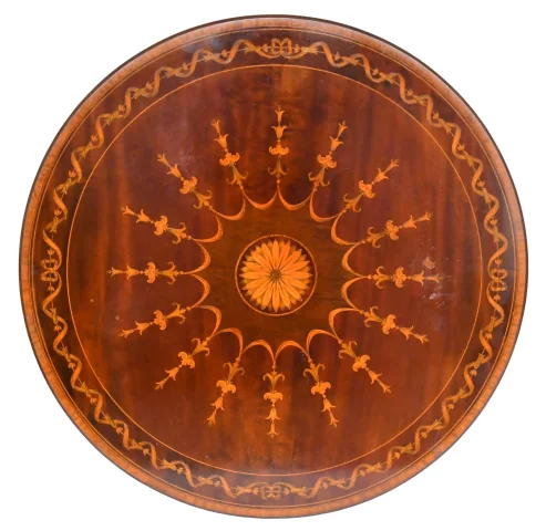 Engelse marqueterie guéridon met twee bladen — Goede staat