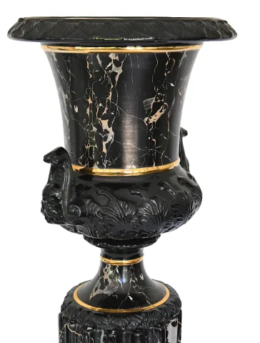 Tommaso Barbi für B. Ceramiche – Bedeutende Vase mit Säule aus marmorimitierender Keramik — Sehr guter Zustand
