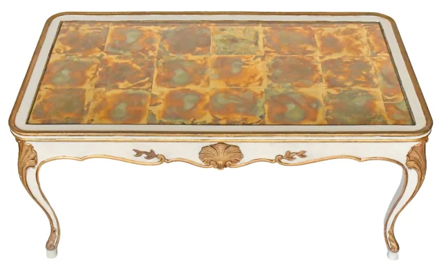 Couchtisch im Louis-XV-Stil mit Platte aus Églomisé-Glas — Sehr guter Zustand