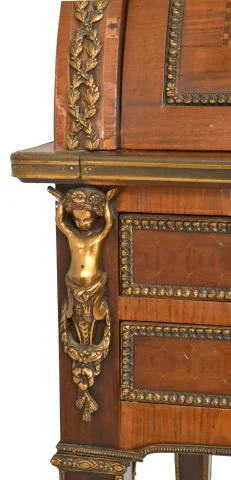 Louis XVI-style cylinder bureau in marquetry — Good condition