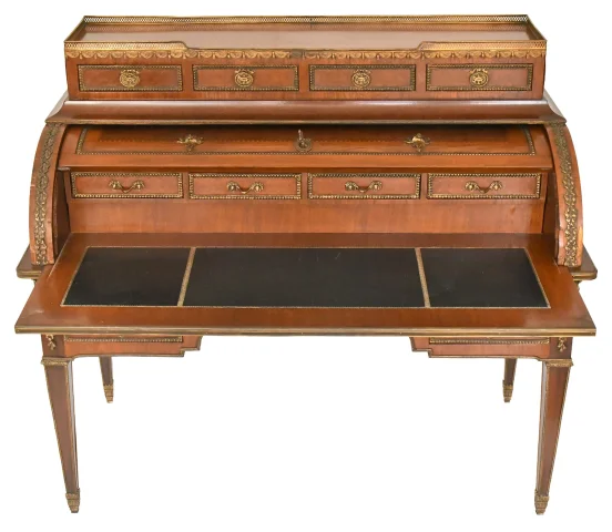Louis XVI-style cylinder bureau in marquetry — Good condition
