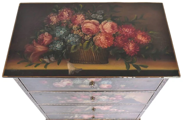 Chiffonnier im Louis-XV-Stil mit reichem Maldekor — Befriedigender Zustand