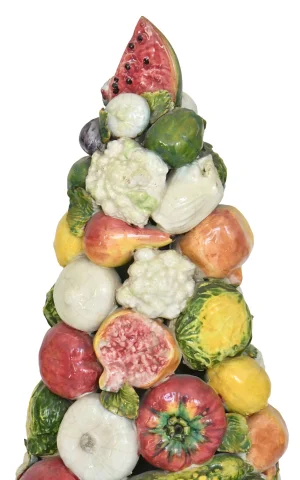 Paire d'important corbeilles de fruits et légumes en céramique italienne — Très bon état