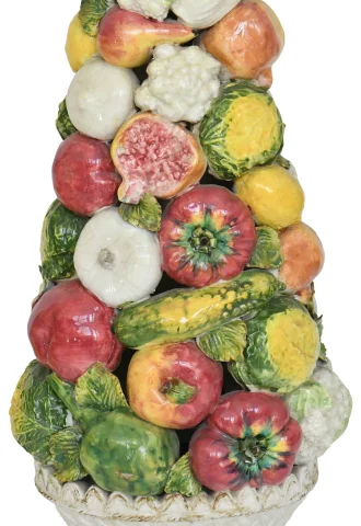 Paire d'important corbeilles de fruits et légumes en céramique italienne — Très bon état