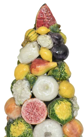 Paire d'important corbeilles de fruits et légumes en céramique italienne — Très bon état