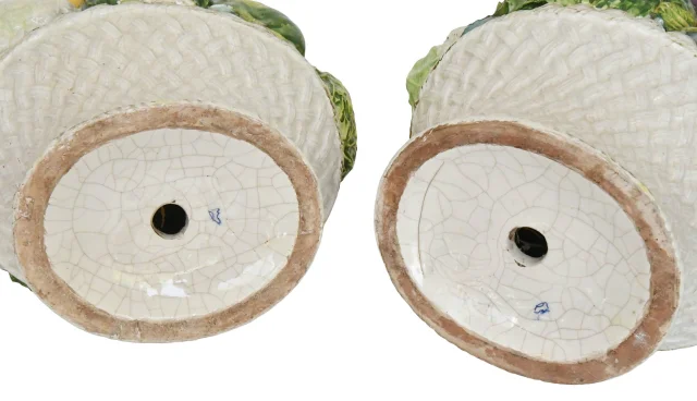 Paire d'important corbeilles de fruits et légumes en céramique italienne — Très bon état