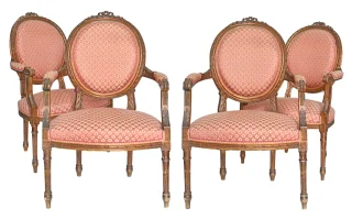 Suite von 4 Cabriolet-Sesseln im Louis-XVI-Stil
