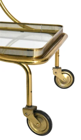 Carrito bar en bronce y latón dorado, atribuido a Maison Bagues — Buen estado