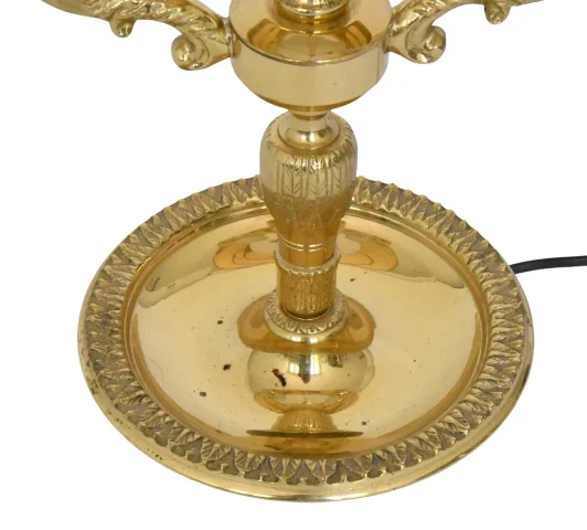 Lámpara bouillotte de dos luces en bronce dorado, estilo Luis XVI — Muy buen estado