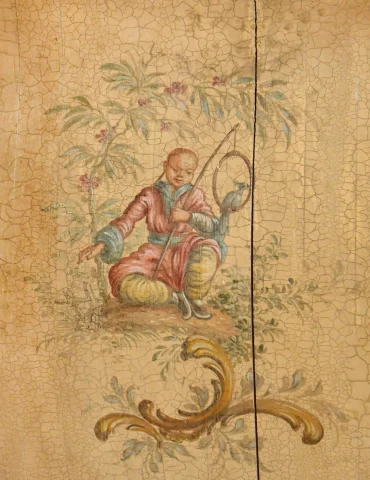 Commode in Louis XV-stijl in gelakt hout met chinoiserie-decoratie — Goede staat