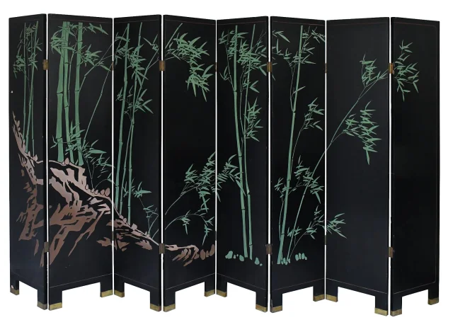 重要な8面金地蒔絵花鳥文漆屏風 — 良好な状態