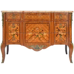 Transition-style marquetry commode
