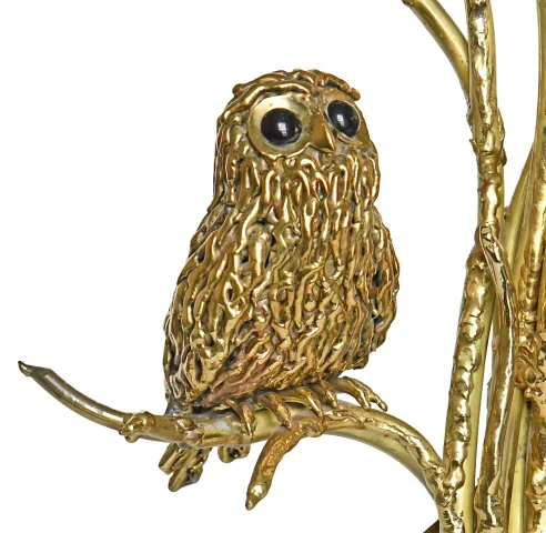 Orologio luminoso in ottone dorato e fetta di agata, attribuito a Richard e Isabelle Faure — Ottimo stato