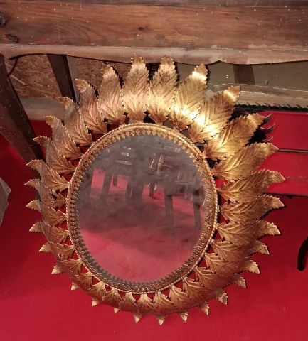 镀金金属太阳镜，叶片装饰——1960/1970年代作品 — 良好