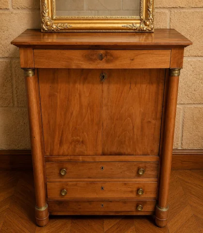 Secrétaire à abattant d'époque Empire en noyer – Début XIXe siècle — État correct