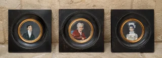 trois miniatures sur vélin, exécutées à l'aquarelle