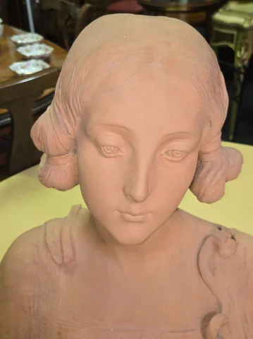 Buste féminin en terre cuite – époque Art déco vers 1930 — Très bon état