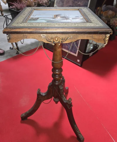 Napoléon III guéridon table with painted porcelain top — Good condition