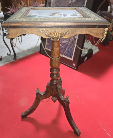 Napoléon III guéridon table with painted porcelain top — Good condition