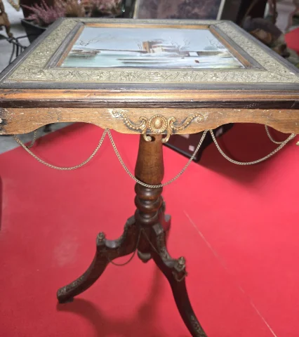 Napoléon III guéridon table with painted porcelain top — Good condition