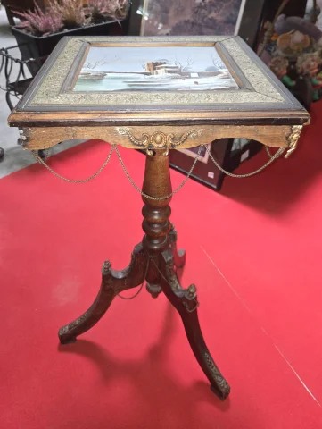 Napoléon III guéridon table with painted porcelain top — Good condition