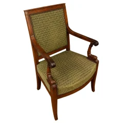 Fauteuil Empire aux dauphins En Acajou, Accotoirs à Consoles Sculptées, Début XIXe Siècle
