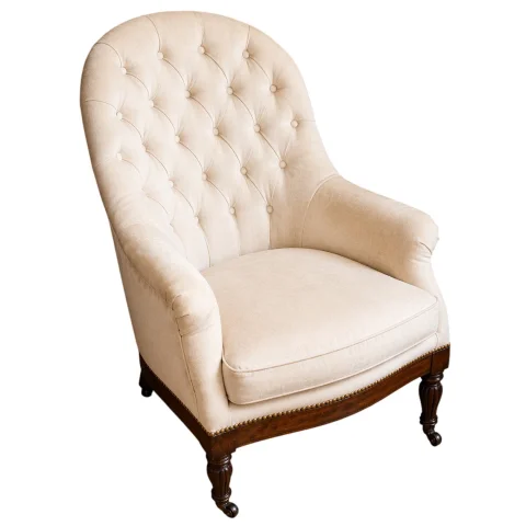 Fauteuil Cabriolet en acajou époque Napoléon III tissu Capitonné, XIXe Siècle — Bon état