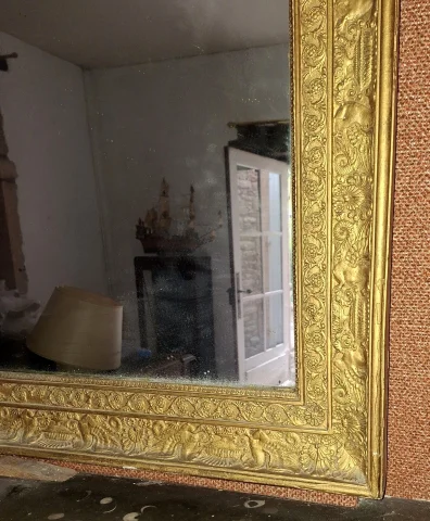 Grand miroir de cheminée d'époque Empire - Restauration, vers 1820-1840 — Bon état