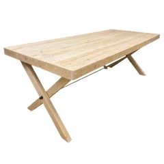 Very large industrial design table / solid aérogommé wood / L 242 cm