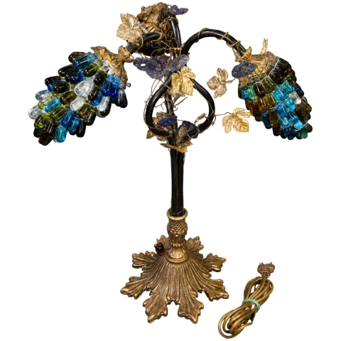 Decorative table lamp in the shape of coloured glass grape clusters – Vintage art work, 1970s — Good condition