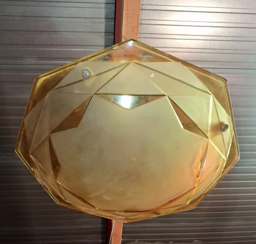 Art Déco « DeGué » Suspension Light in Amber Moulded Glass — Good condition