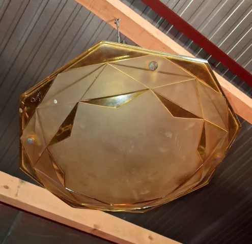 Art Déco « DeGué » Suspension Light in Amber Moulded Glass — Good condition