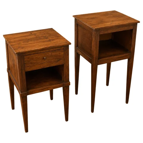Pair of Louis XVI period bedside tables in walnut — Good condition