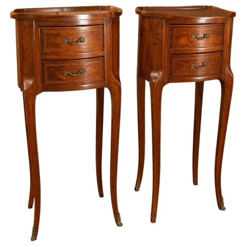 Pair of Louis XV-style drum bedside tables — Good condition