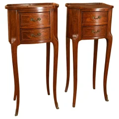 Pair of Louis XV-style drum bedside tables