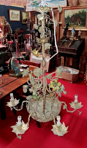 Grand bloeserluchter Art nouveau in brons en gepatineerd metaal — Goede staat