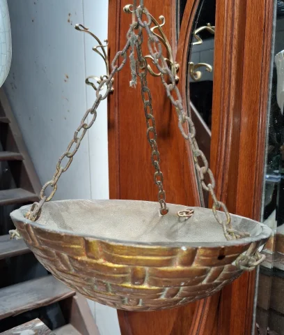 Grande statua Art Nouveau in ceramica craquelé e legno dorato — Buono stato