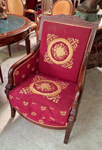 Paire de bergères époque Empire en Acajou — Bon état