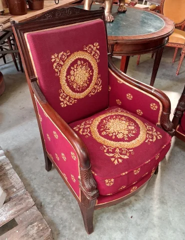 Paire de bergères époque Empire en Acajou — Bon état