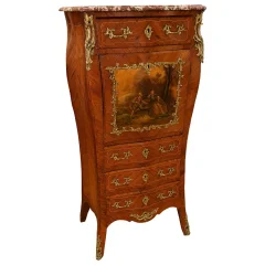 Damen-Sekretär im Stil Louis XV Transition – Marketerie aus Rosenholz und Veilchenholz