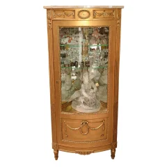 Louis XVI Lacquered and Gilt Corner Display Cabinet, 20th Century